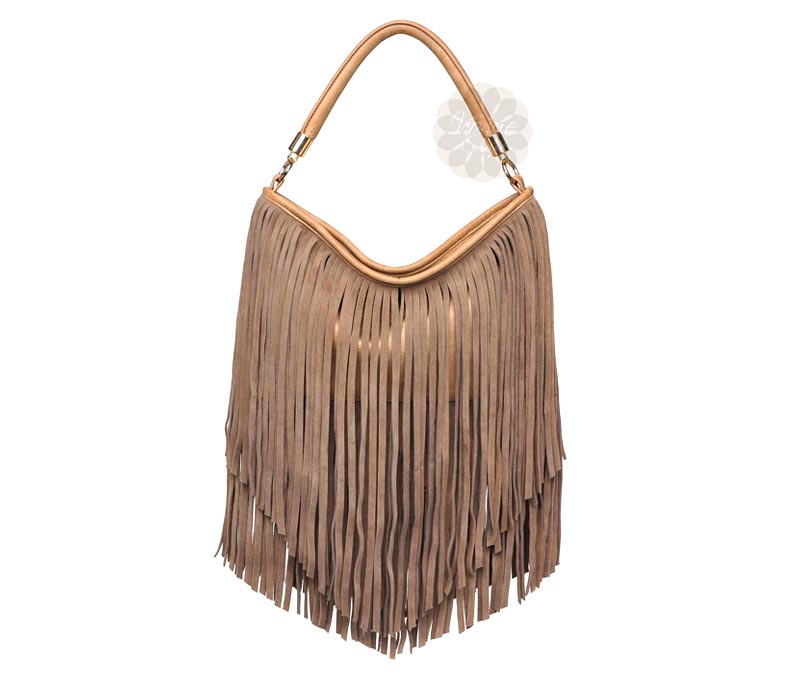 Vogue Crafts & Designs Pvt. Ltd. manufactures Brown Fringe Leather Handbag at wholesale price.